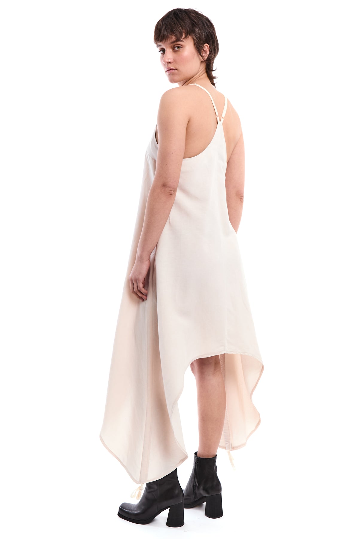 SAND LONG LINEN-BLEND DRESS