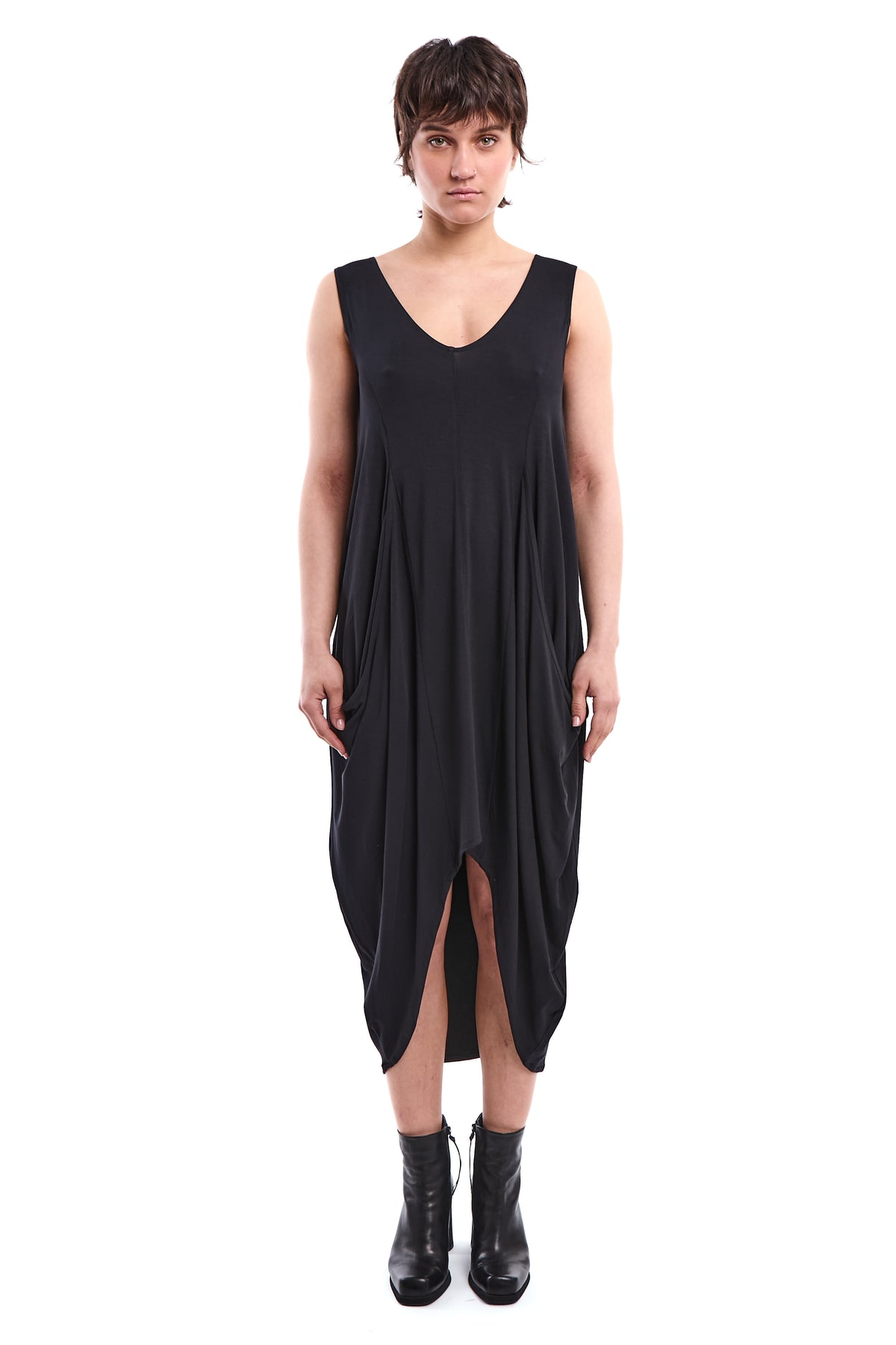 ASYMMETRIC BAMBOO JERSEY DRESS