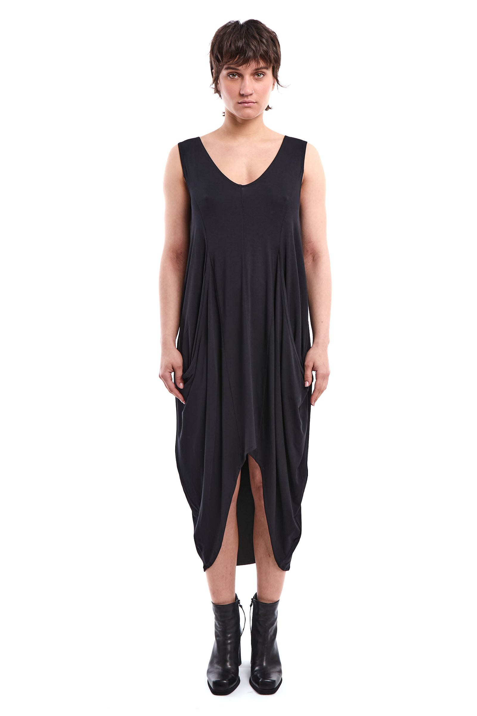 ASYMMETRIC BAMBOO JERSEY DRESS