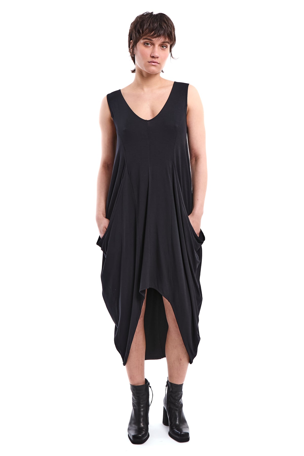 ASYMMETRIC BAMBOO JERSEY DRESS
