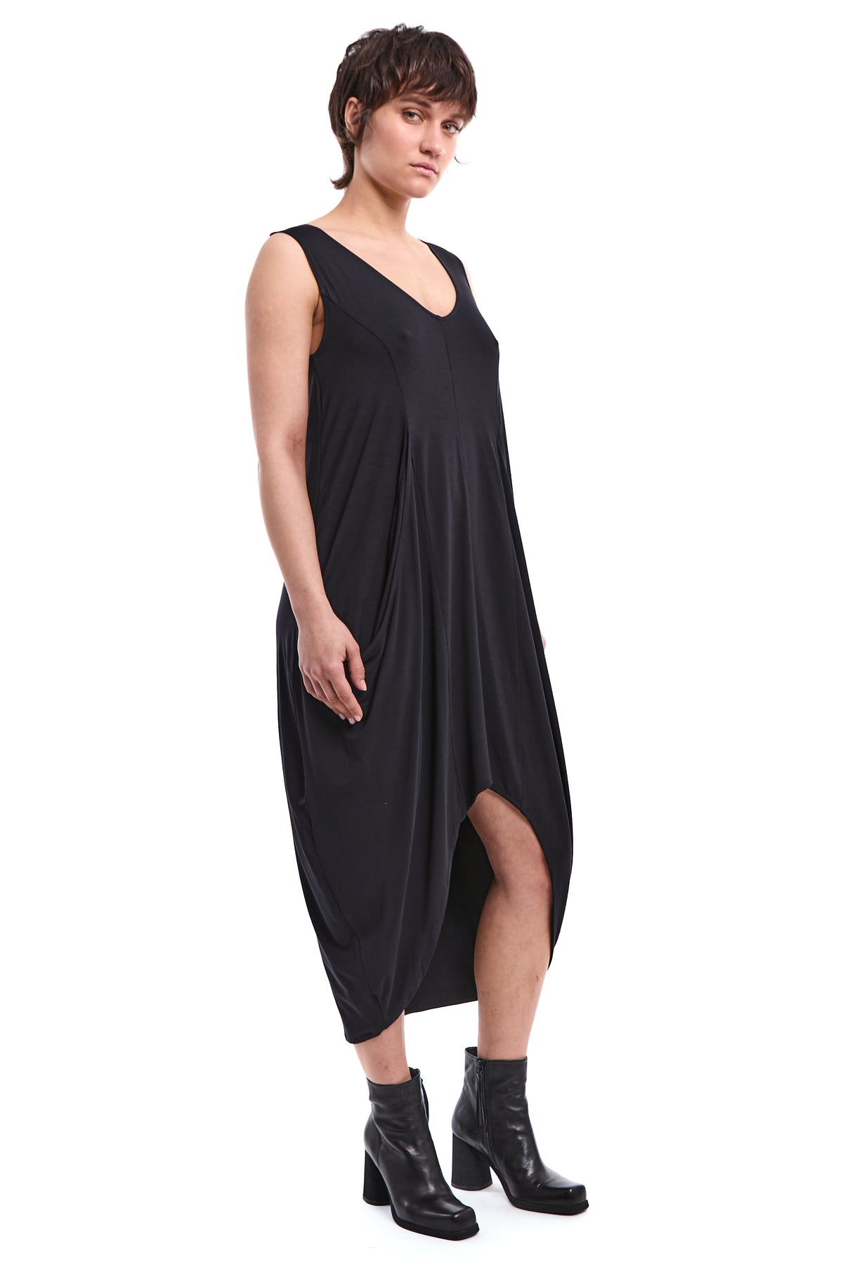ASYMMETRIC BAMBOO JERSEY DRESS