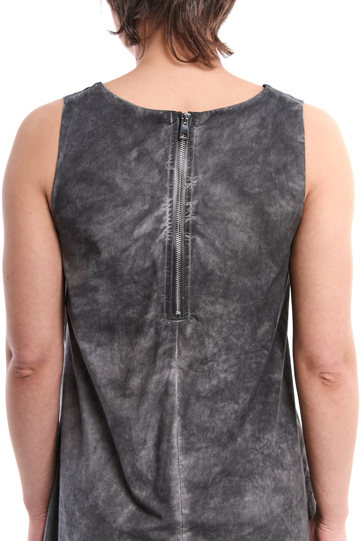 GREY DYED COTTON GABARDINE DRESS