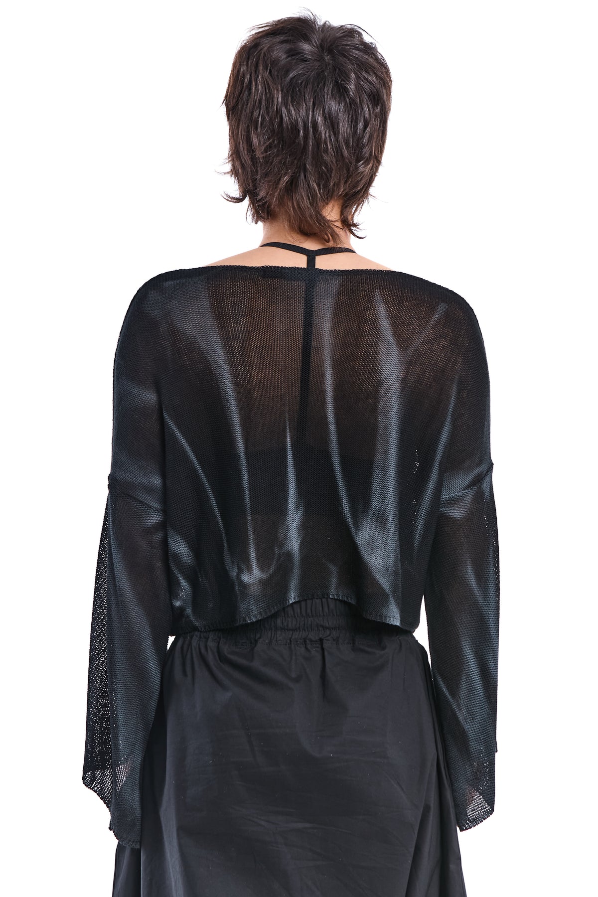 BLACK SPRAYED CROPPED KNITWEAR