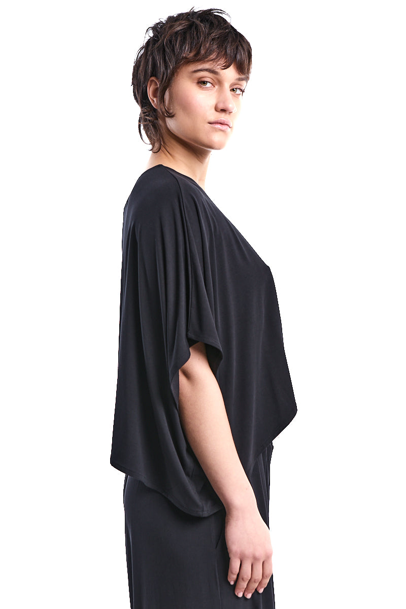BLACK ASYMMETRIC BAMBOO CROP TOP