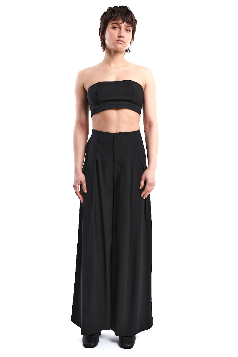 BLACK FLUID VISCOSE PALAZZO TROUSER