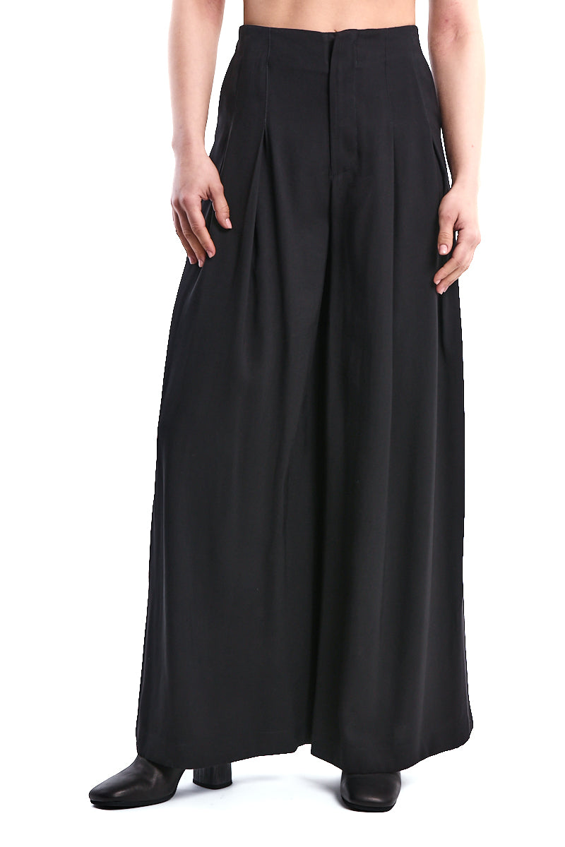 BLACK FLUID VISCOSE PALAZZO TROUSER