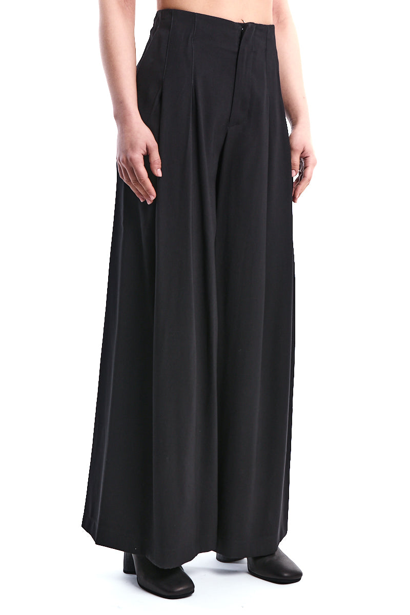 BLACK FLUID VISCOSE PALAZZO TROUSER