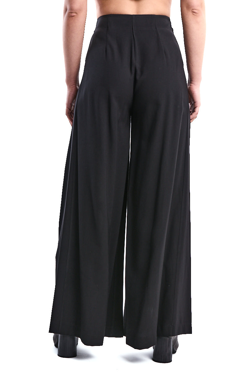 BLACK FLUID VISCOSE PALAZZO TROUSER