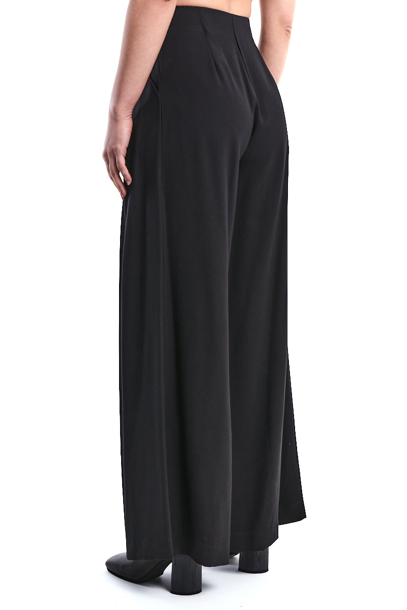 BLACK FLUID VISCOSE PALAZZO TROUSER