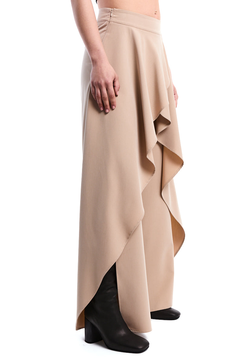 SAND HIGH-RISE FLUID PALAZZO WITH SIDE SLITS
