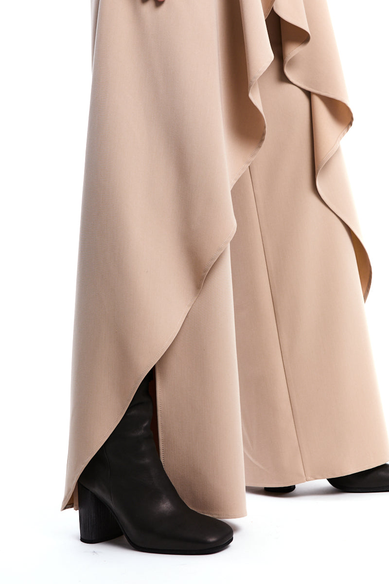SAND HIGH-RISE FLUID PALAZZO WITH SIDE SLITS