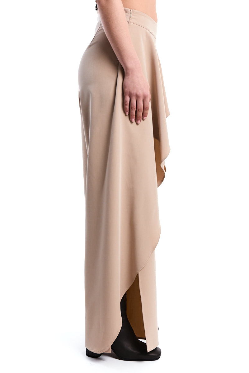 SAND HIGH-RISE FLUID PALAZZO WITH SIDE SLITS