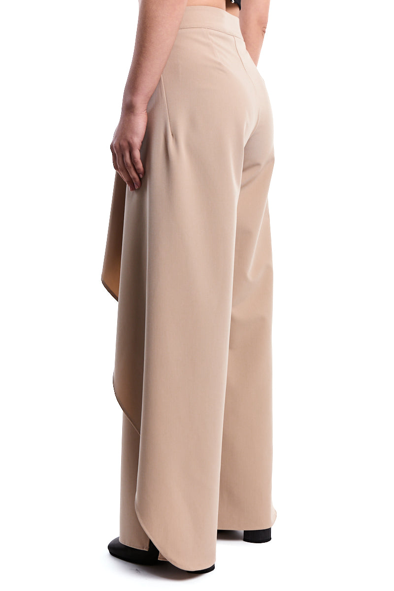 SAND HIGH-RISE FLUID PALAZZO WITH SIDE SLITS