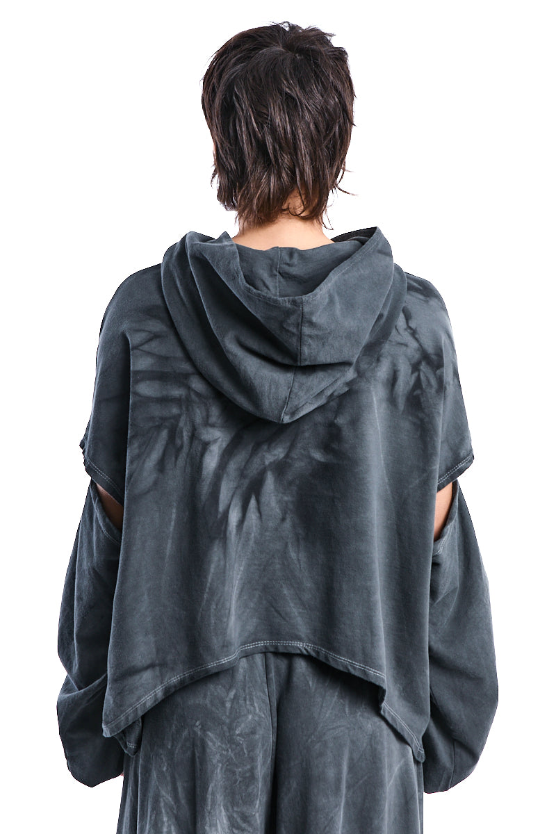 GREY COLD-WASH STRETCH COTTON CROP TOP