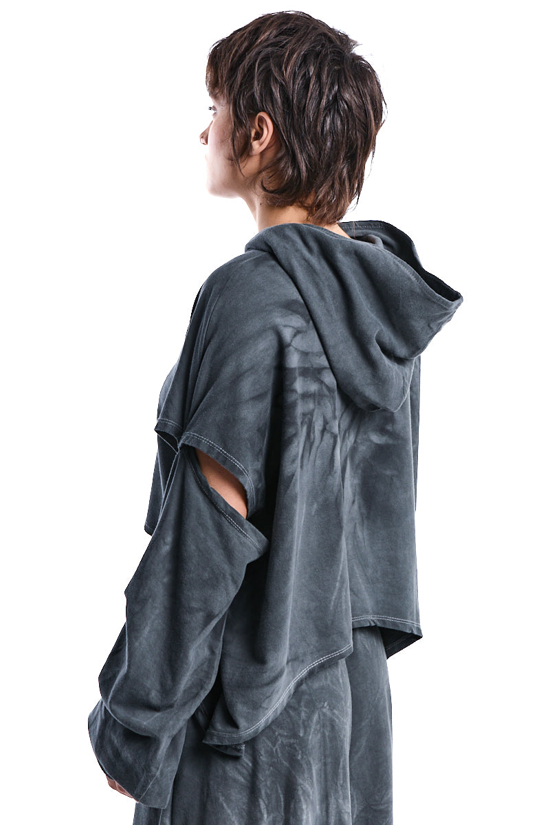 GREY COLD-WASH STRETCH COTTON CROP TOP