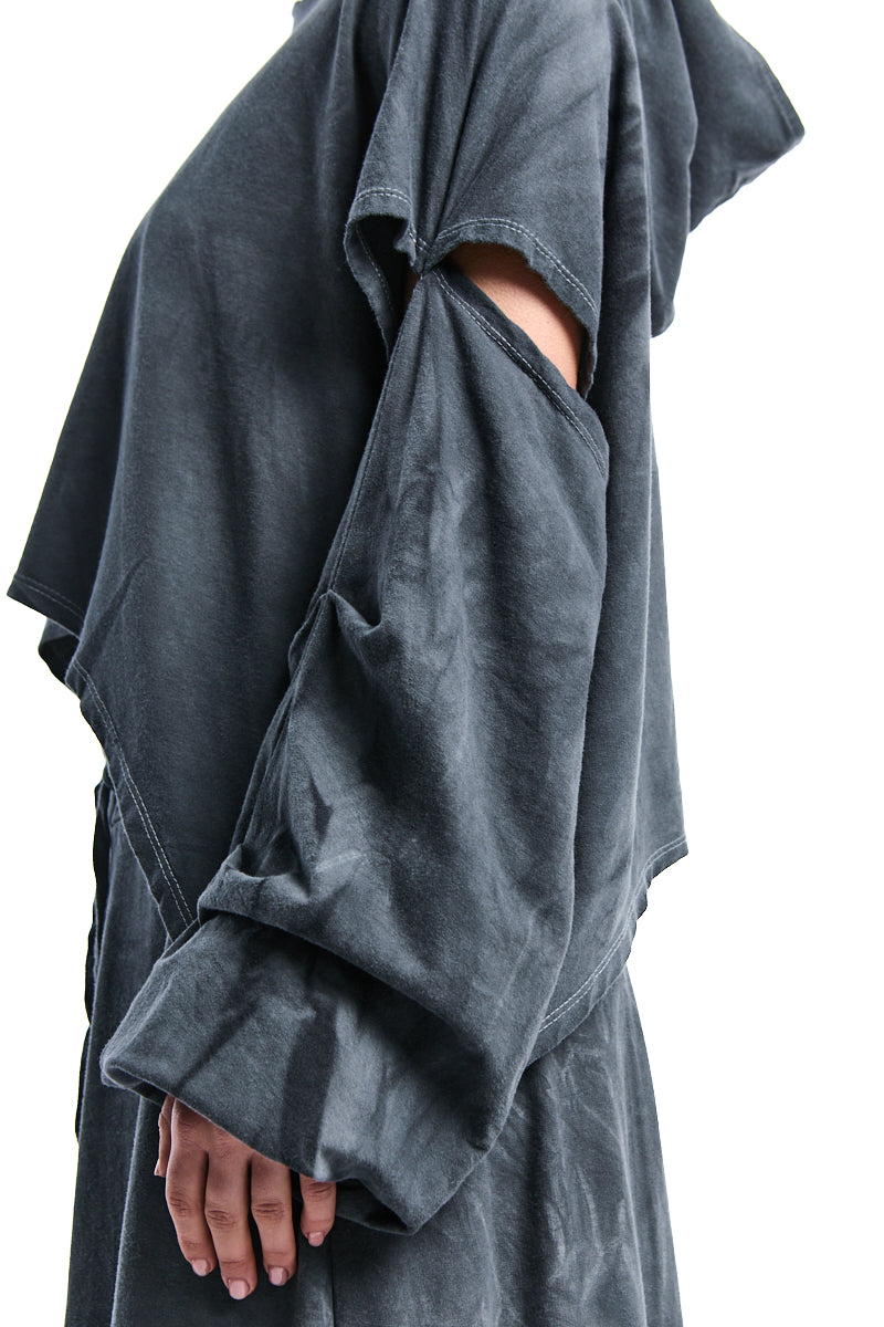 GREY COLD-WASH STRETCH COTTON CROP TOP