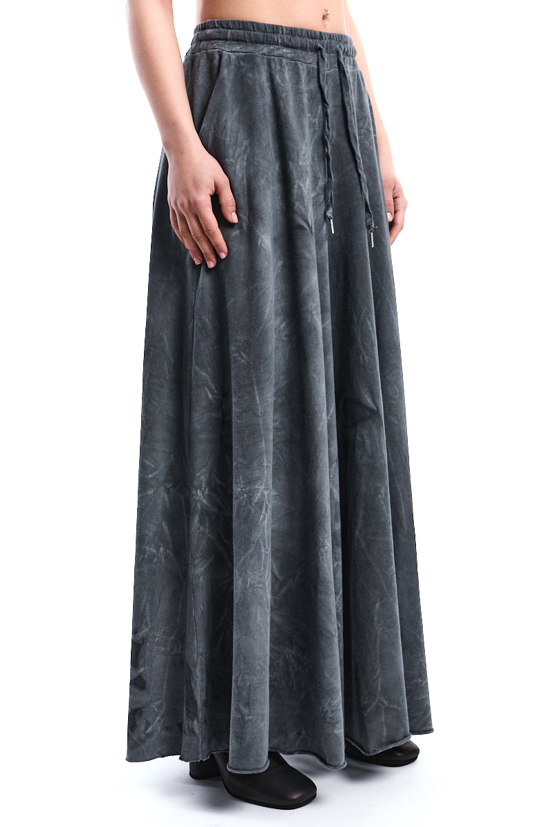 GREY COLD-WASH STRETCH WIDE PANTS