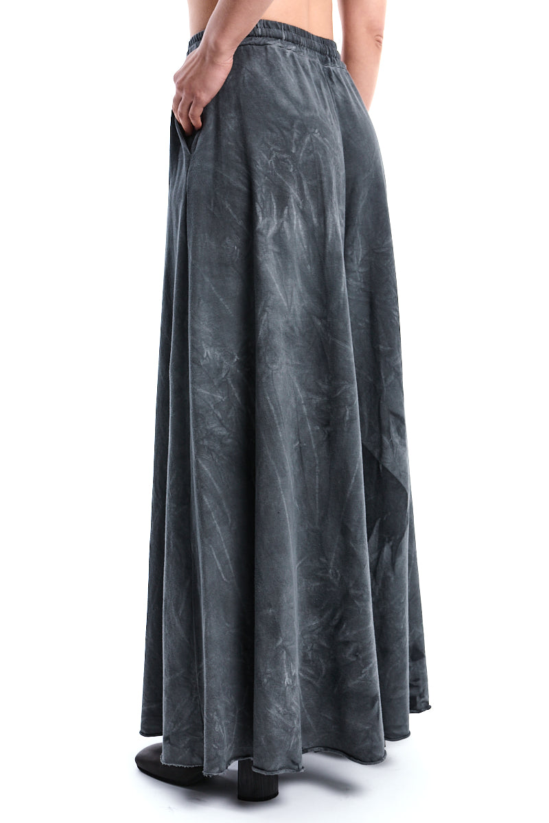 GREY COLD-WASH STRETCH WIDE PANTS