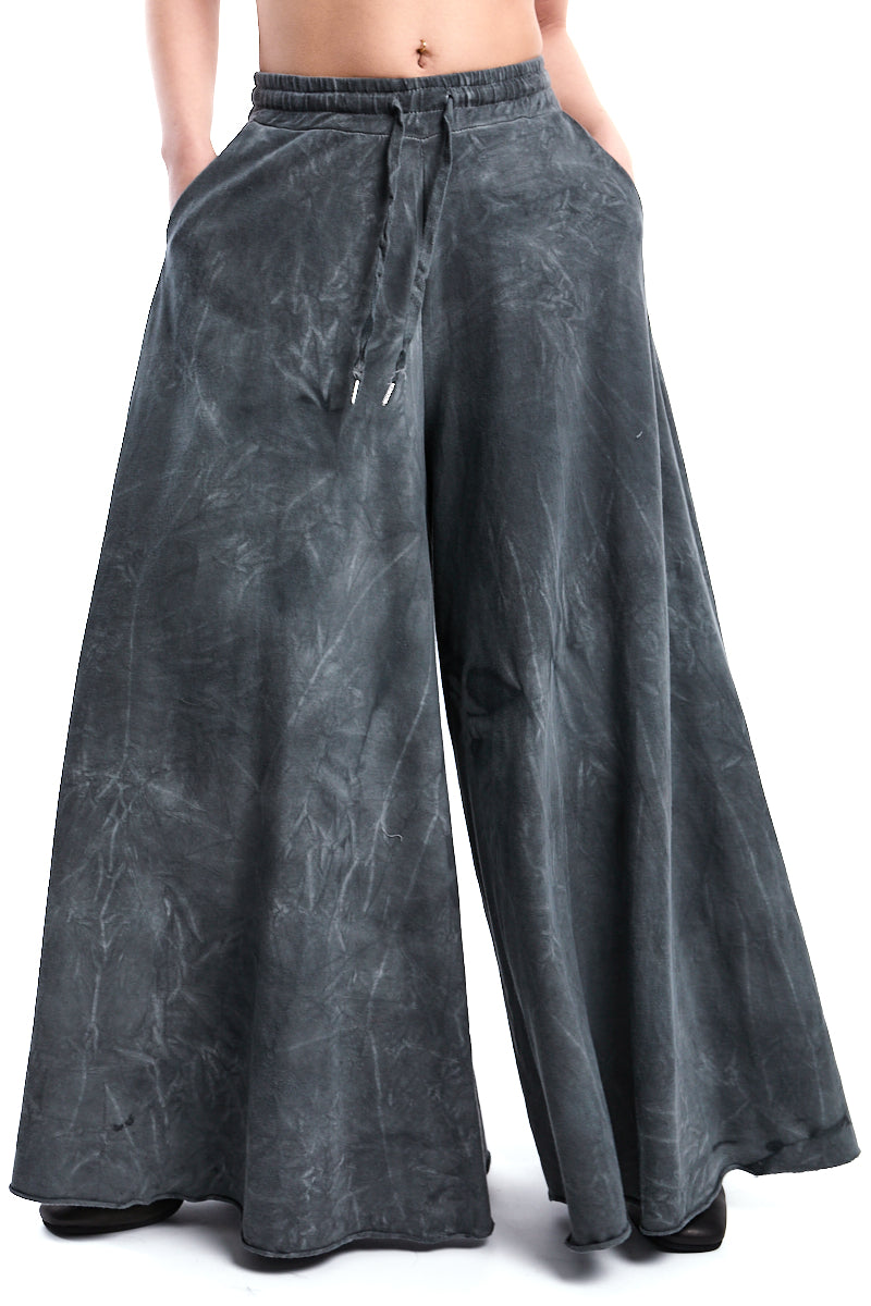 GREY COLD-WASH STRETCH WIDE PANTS