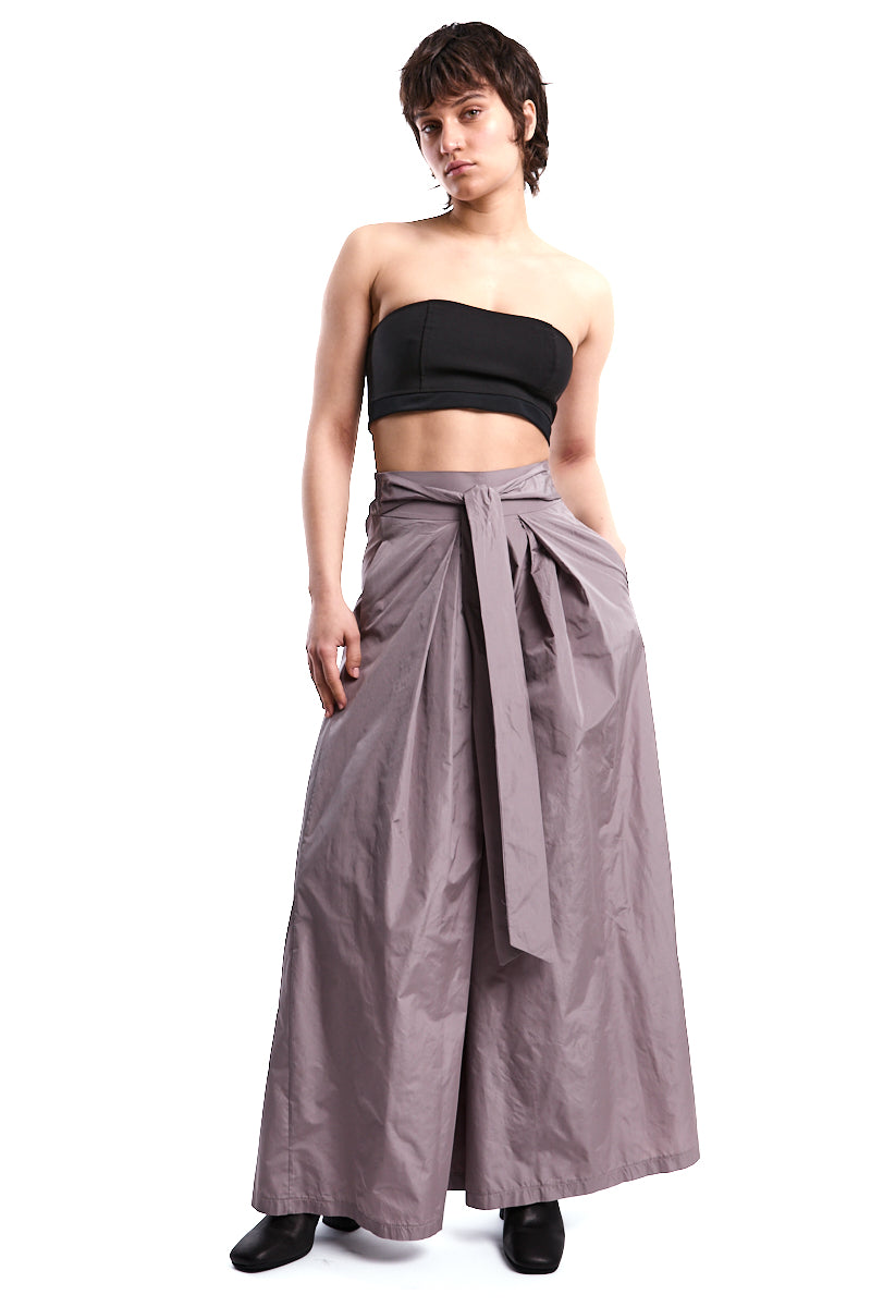 MUD TAFFETA FLARED PALAZZO PANTS