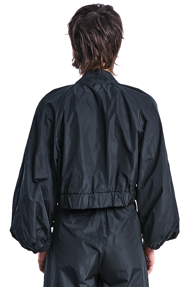 BLACK OVERSIZED CROPPED BOMBER