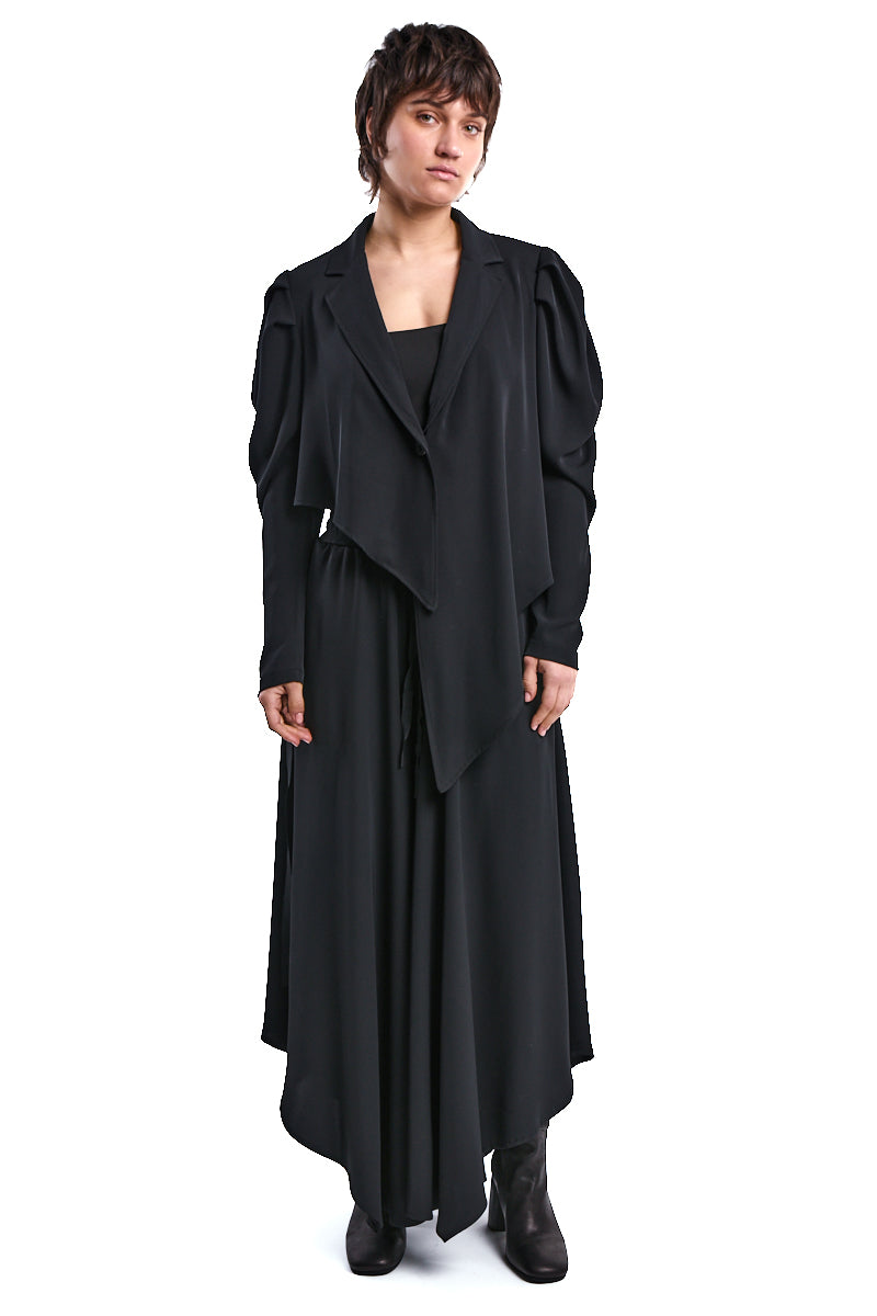 BLACK ASYMMETRIC TECHNICAL-FLUID JACKET