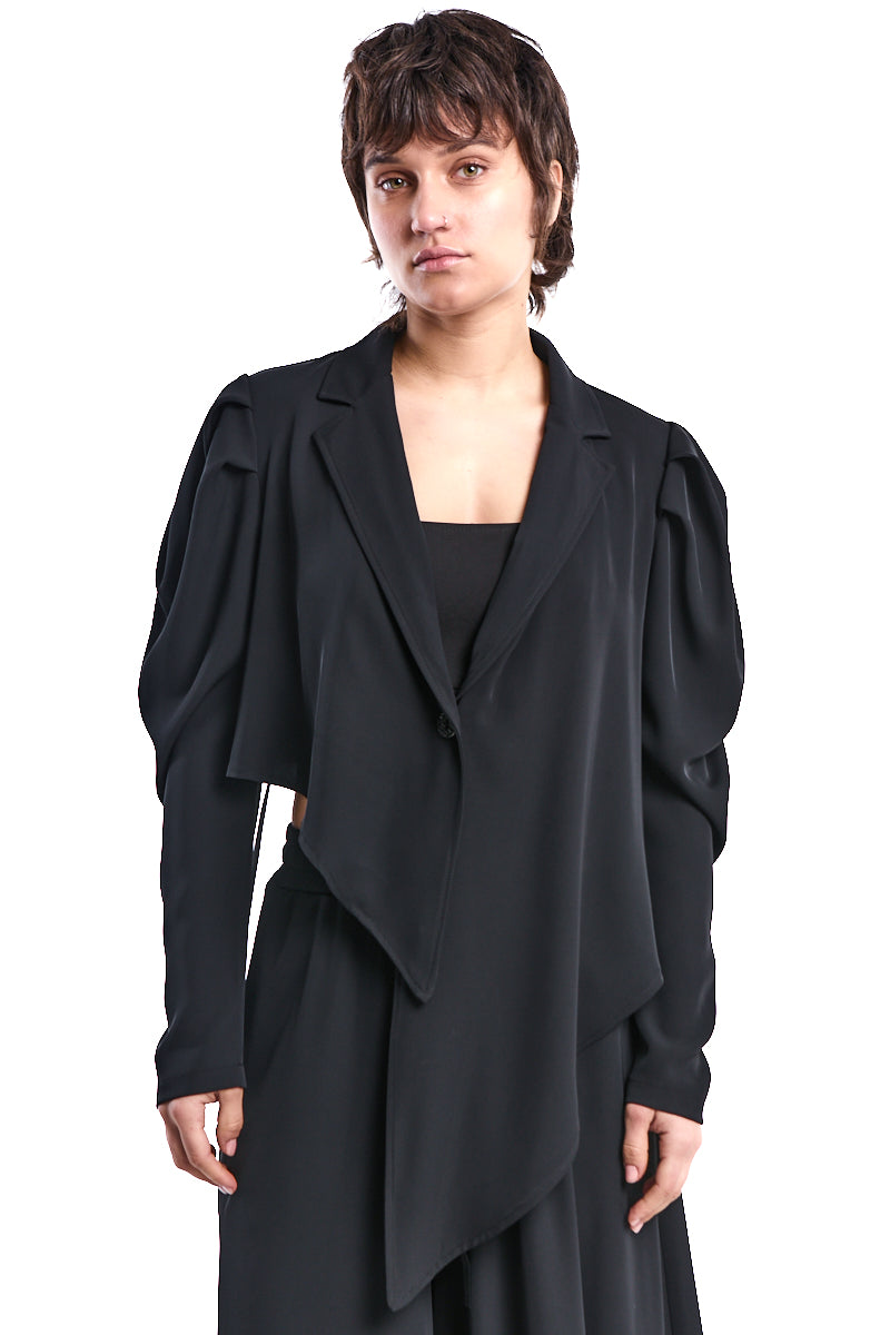 BLACK ASYMMETRIC TECHNICAL-FLUID JACKET