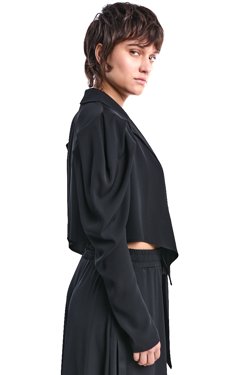 BLACK ASYMMETRIC TECHNICAL-FLUID JACKET
