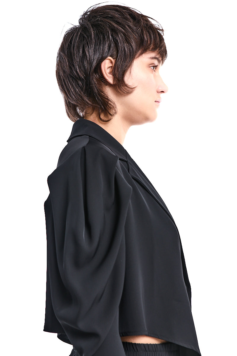 BLACK ASYMMETRIC TECHNICAL-FLUID JACKET