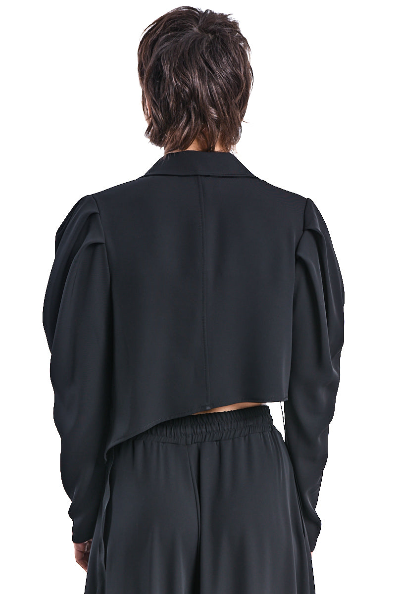 BLACK ASYMMETRIC TECHNICAL-FLUID JACKET