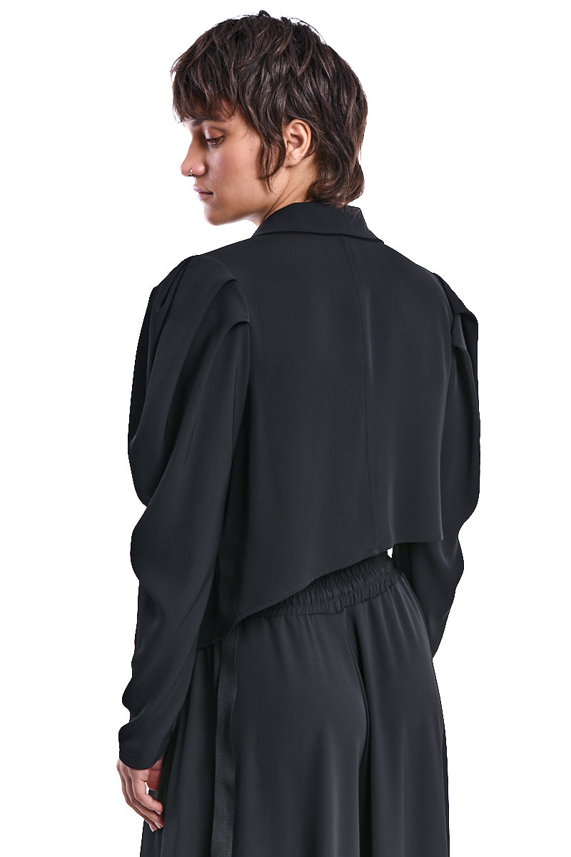 BLACK ASYMMETRIC TECHNICAL-FLUID JACKET