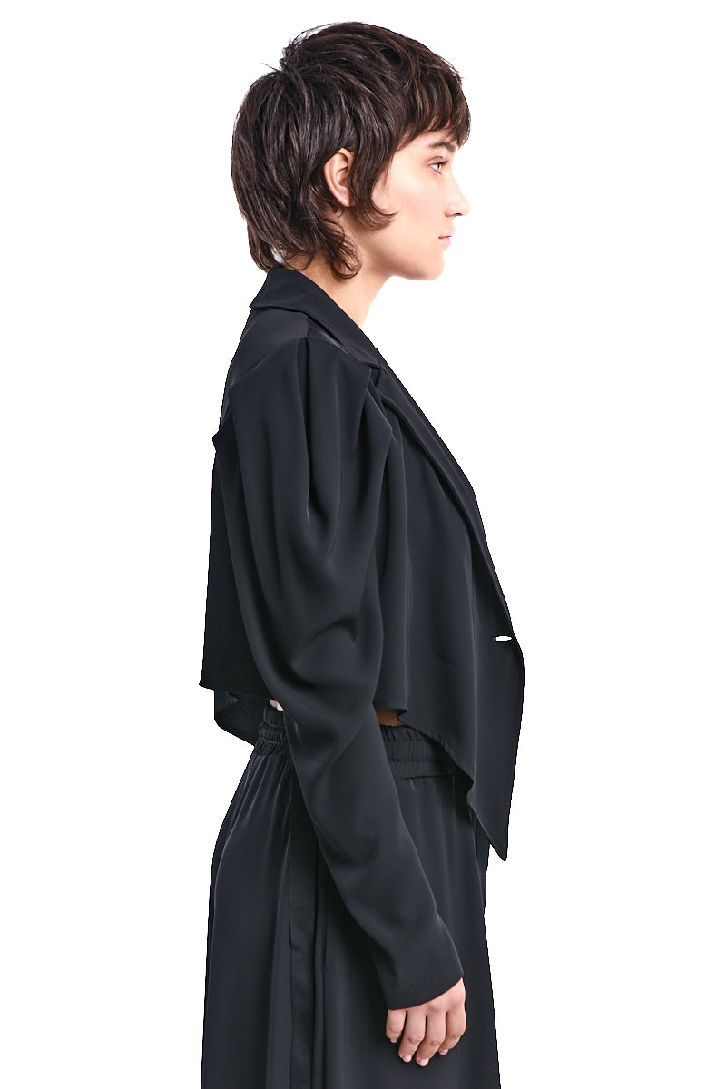 BLACK ASYMMETRIC TECHNICAL-FLUID JACKET