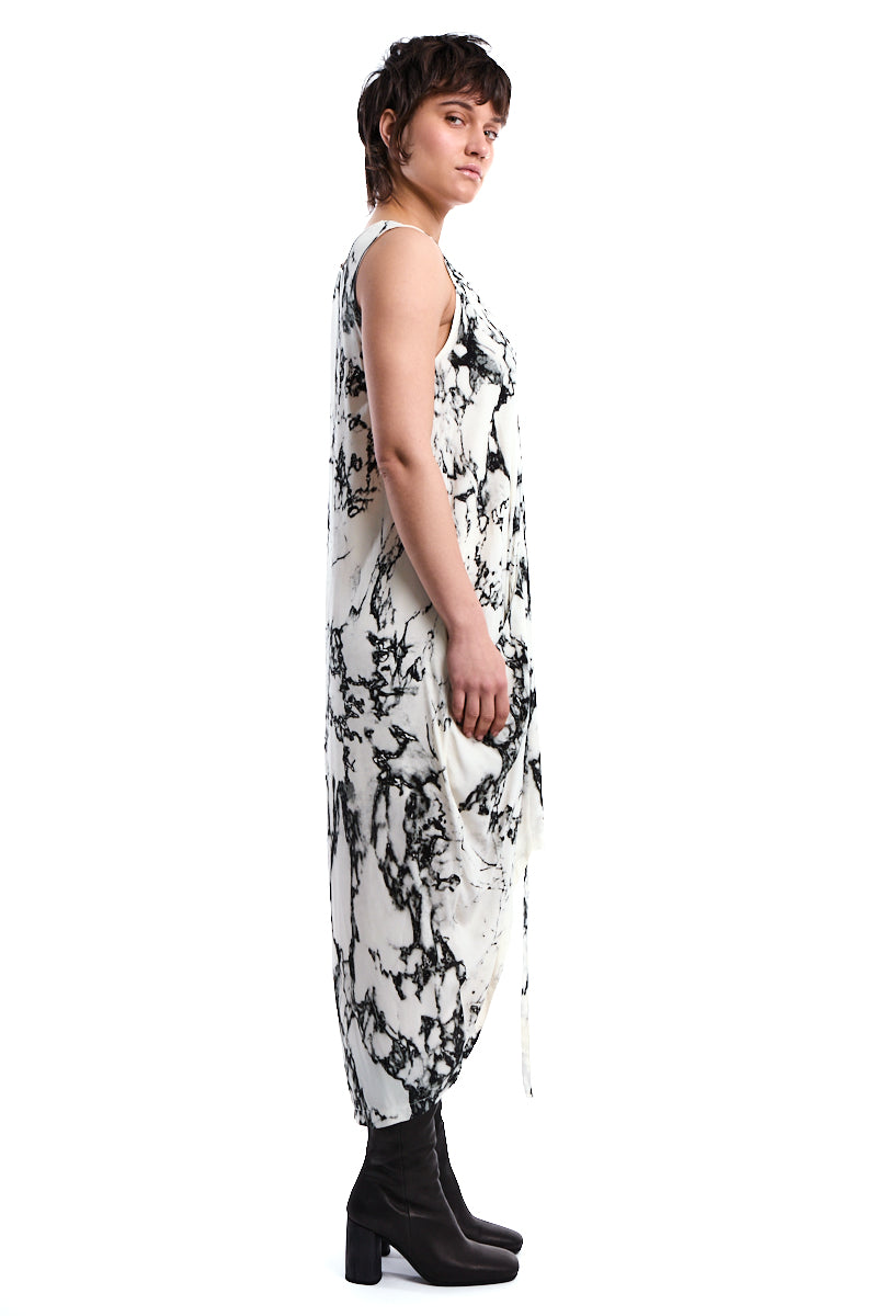 ASYMMETRIC PRINTED VISCOSE DRESS