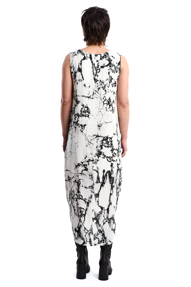 ASYMMETRIC PRINTED VISCOSE DRESS