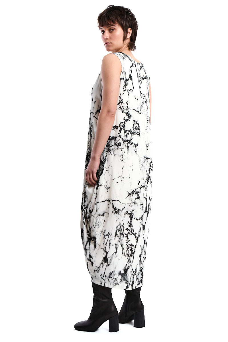 ASYMMETRIC PRINTED VISCOSE DRESS