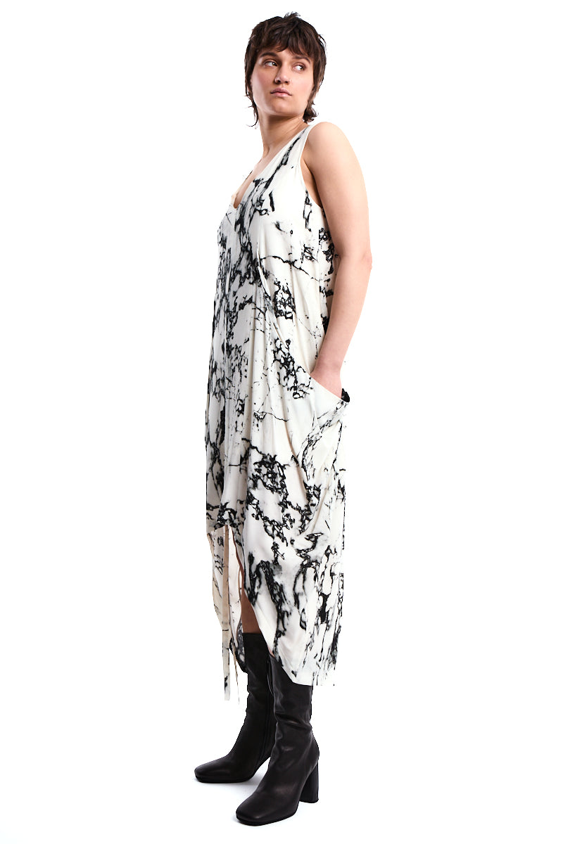 ASYMMETRIC PRINTED VISCOSE DRESS