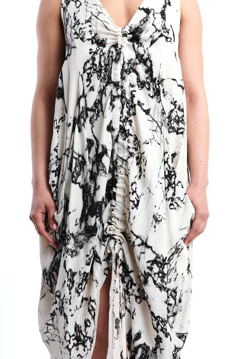 ASYMMETRIC PRINTED VISCOSE DRESS