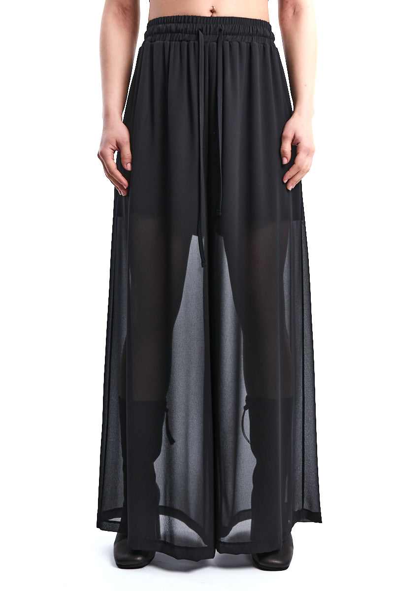BLACK GEORGETTE PALAZZO TROUSER