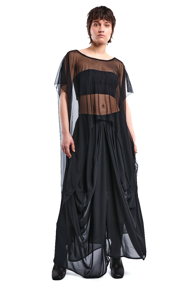 ASYMMETRIC TULLE CROP TOP