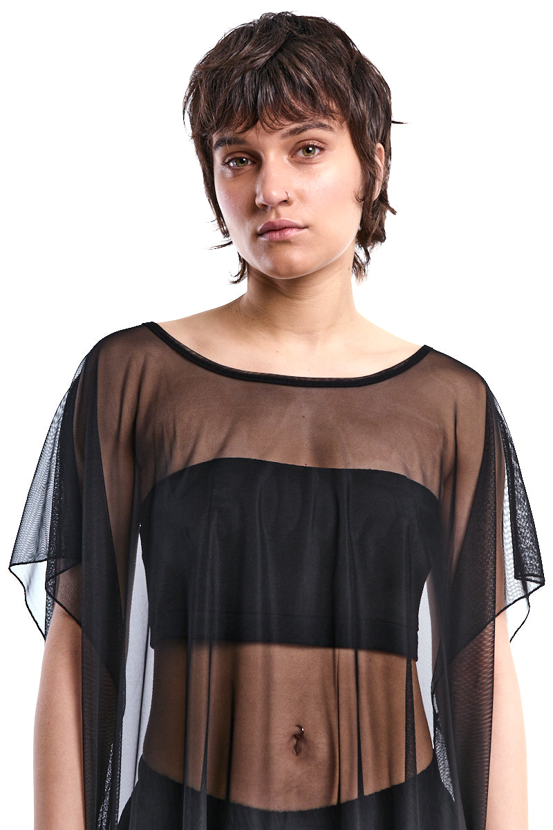 ASYMMETRIC TULLE CROP TOP