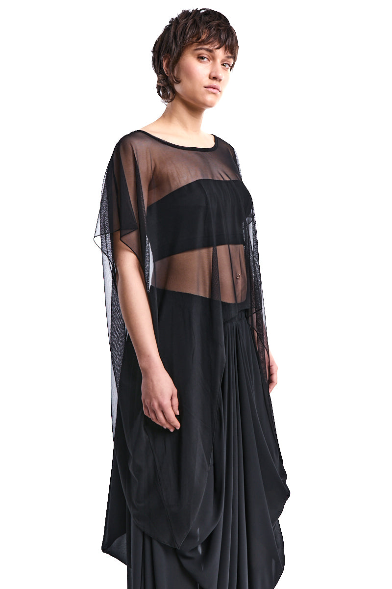 ASYMMETRIC TULLE CROP TOP