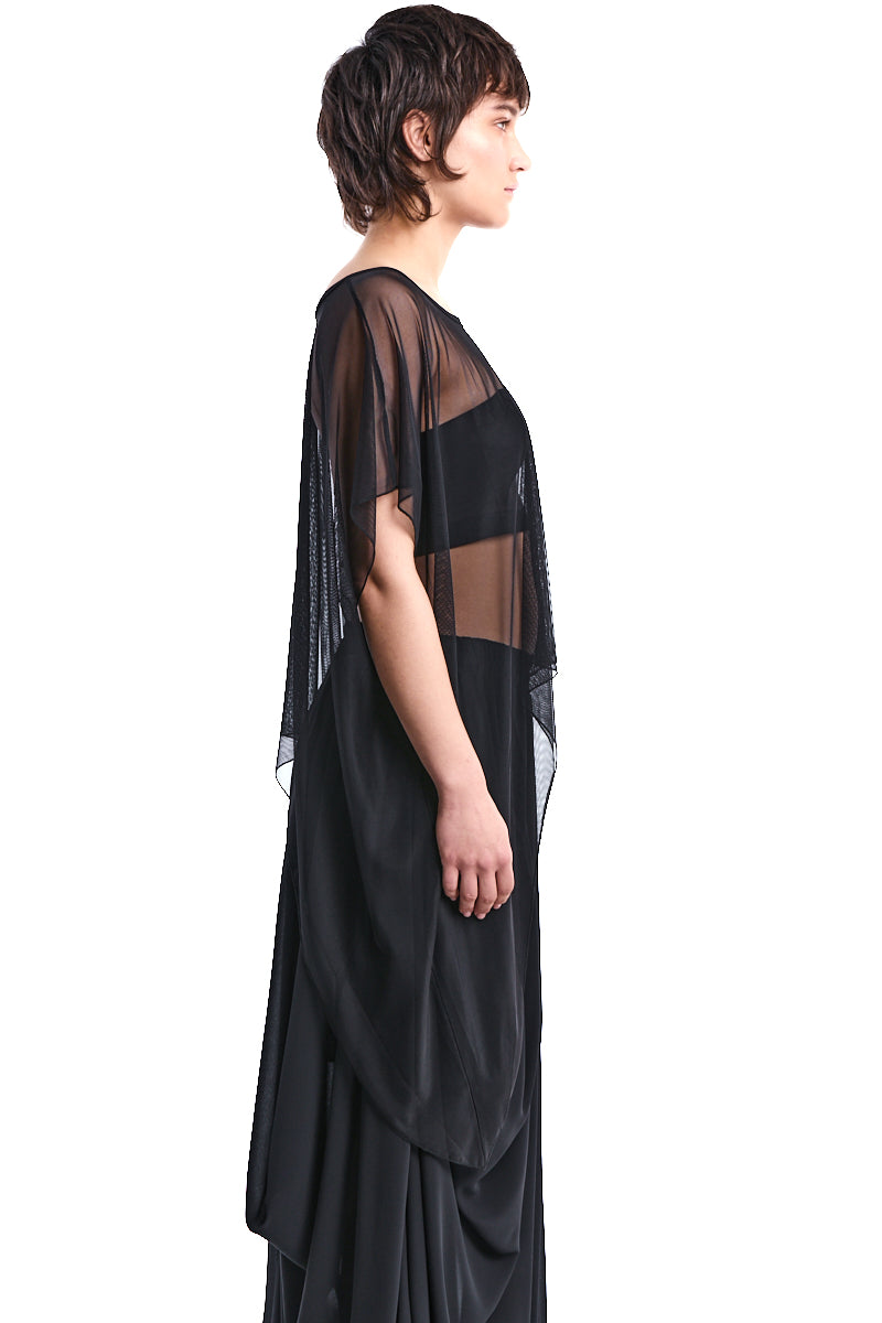 ASYMMETRIC TULLE CROP TOP
