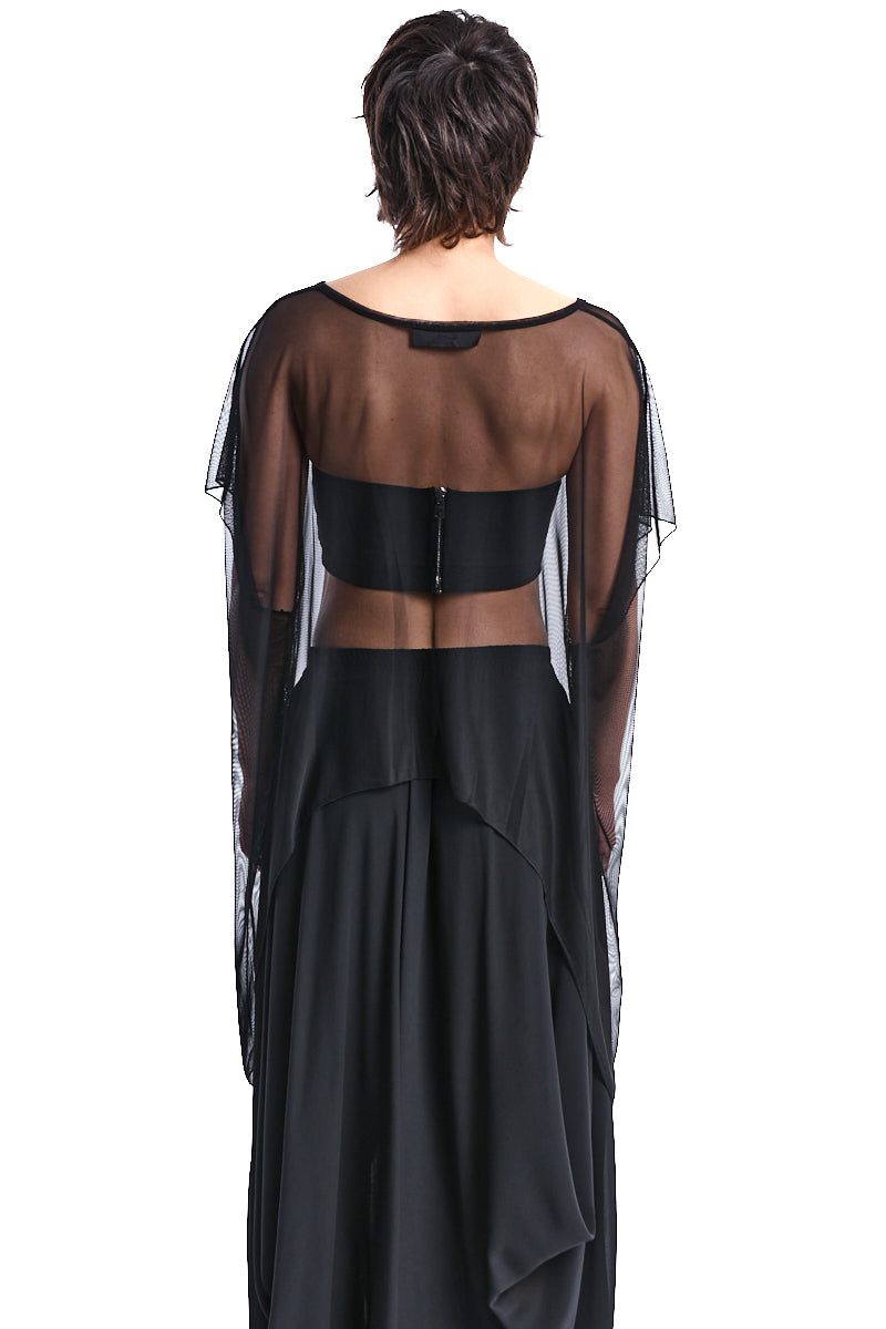 ASYMMETRIC TULLE CROP TOP