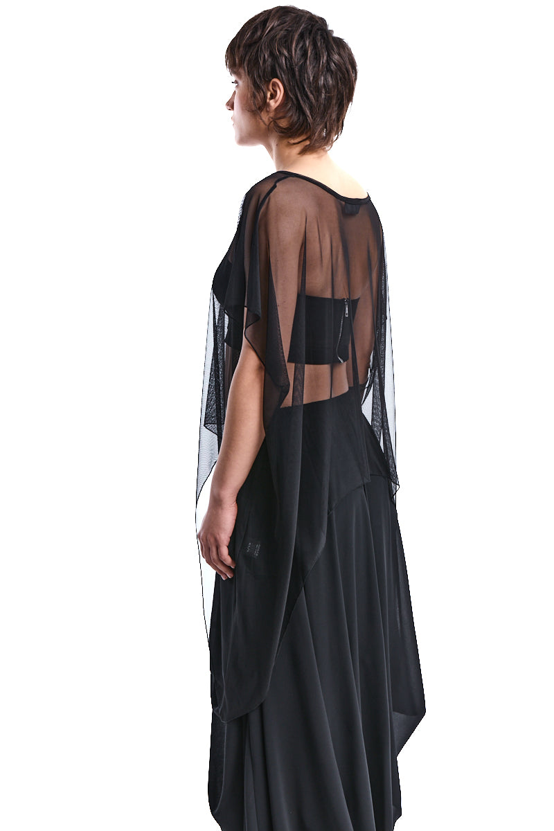 ASYMMETRIC TULLE CROP TOP