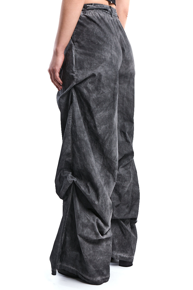 GREY DYED GABARDINE PALAZZO PANTS