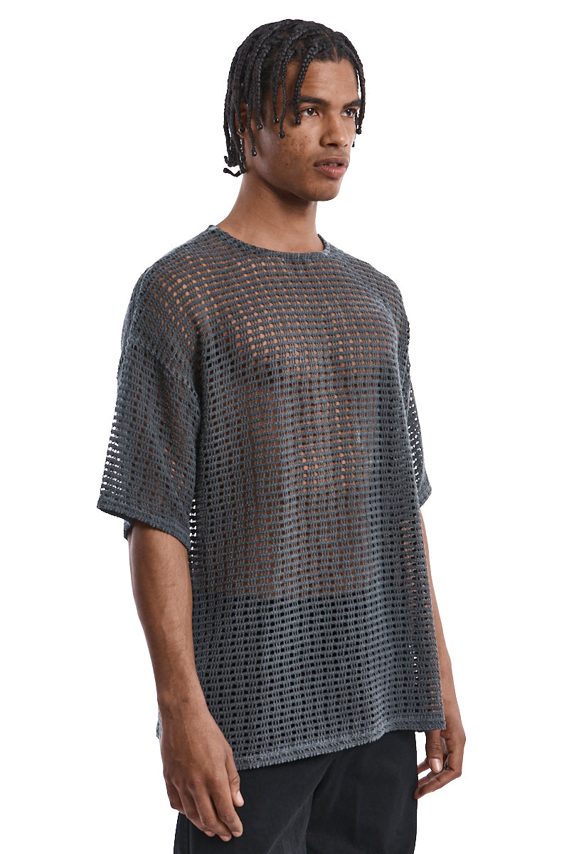 COLD-DYED OVERSIZED MESH TOP