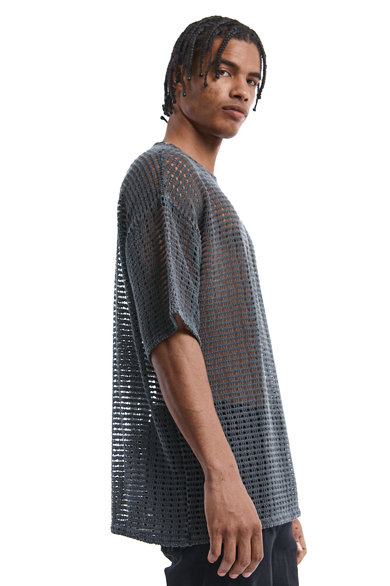 COLD-DYED OVERSIZED MESH TOP