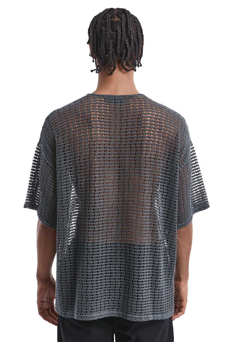 COLD-DYED OVERSIZED MESH TOP