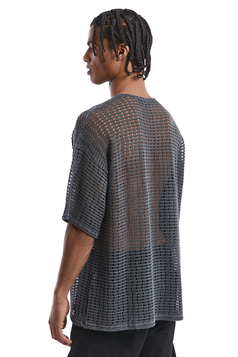 COLD-DYED OVERSIZED MESH TOP