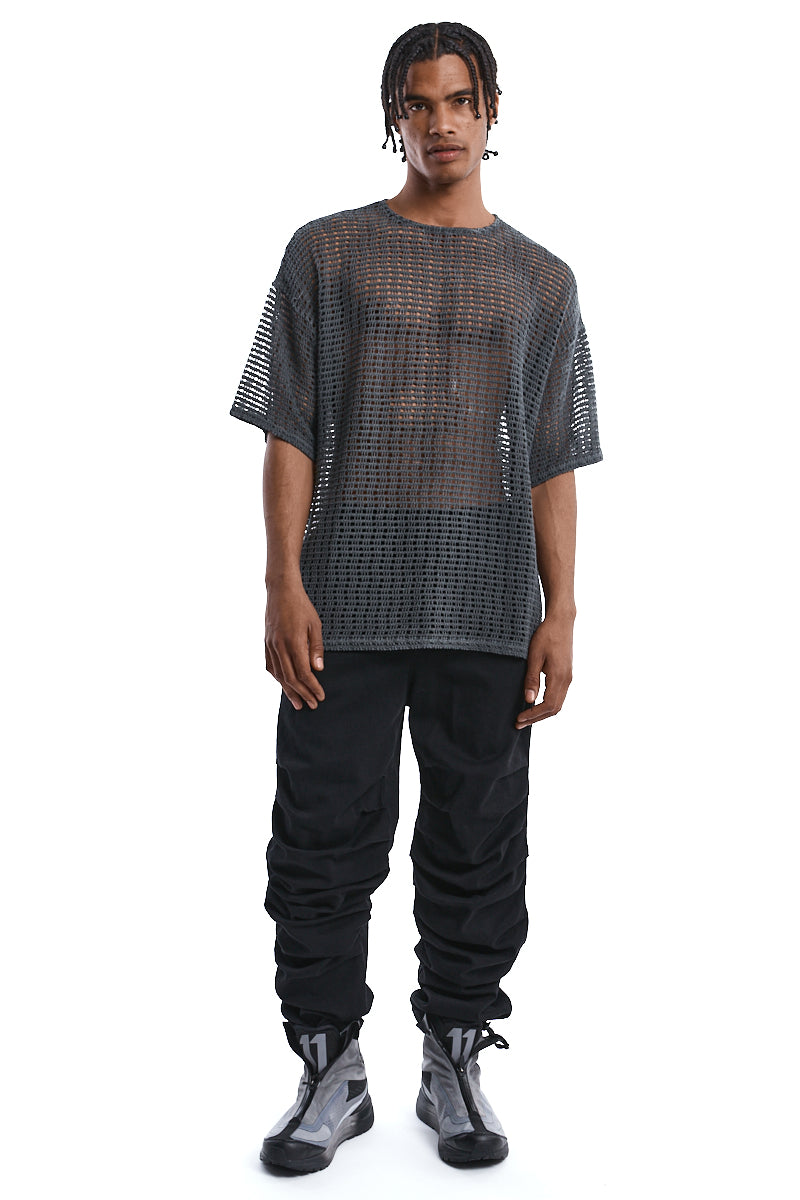 COLD-DYED OVERSIZED MESH TOP